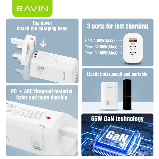 BAVIN PC835 QC 4.0 & PD 3.0 Fast Charger – Ultra-Fast Dual-Port Charging for All Devices
