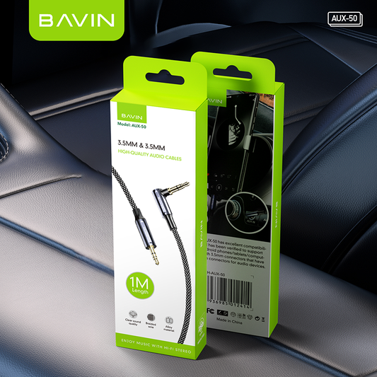 BAVIN AUX50 1M Nylon Braided AUX Cable – Durable, High-Fidelity Audio Connection 🎶🔌