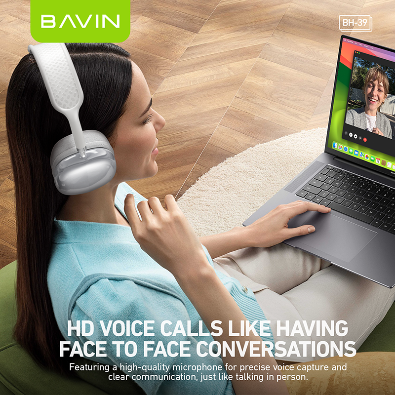 BH39 Wireless Bluetooth 5.3 Noise Cancelling Headphones with Hi-Fi Audio