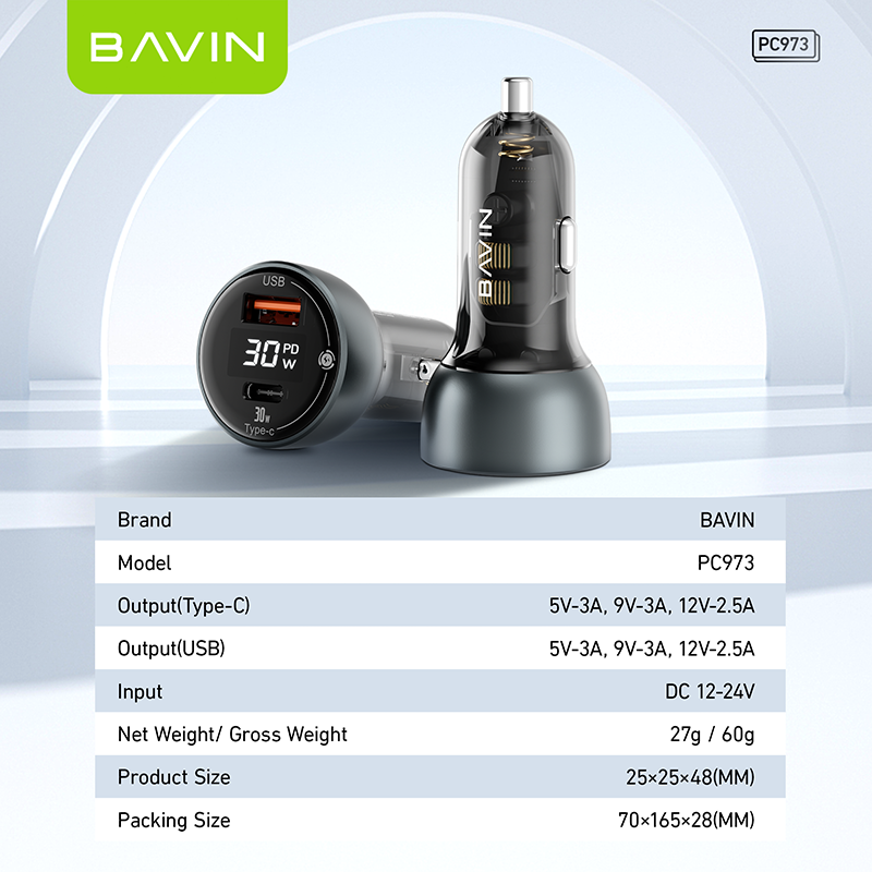 PC973 30W PD & QC3.0 Fast Charger – Dual-Port High-Speed Charging Adapter