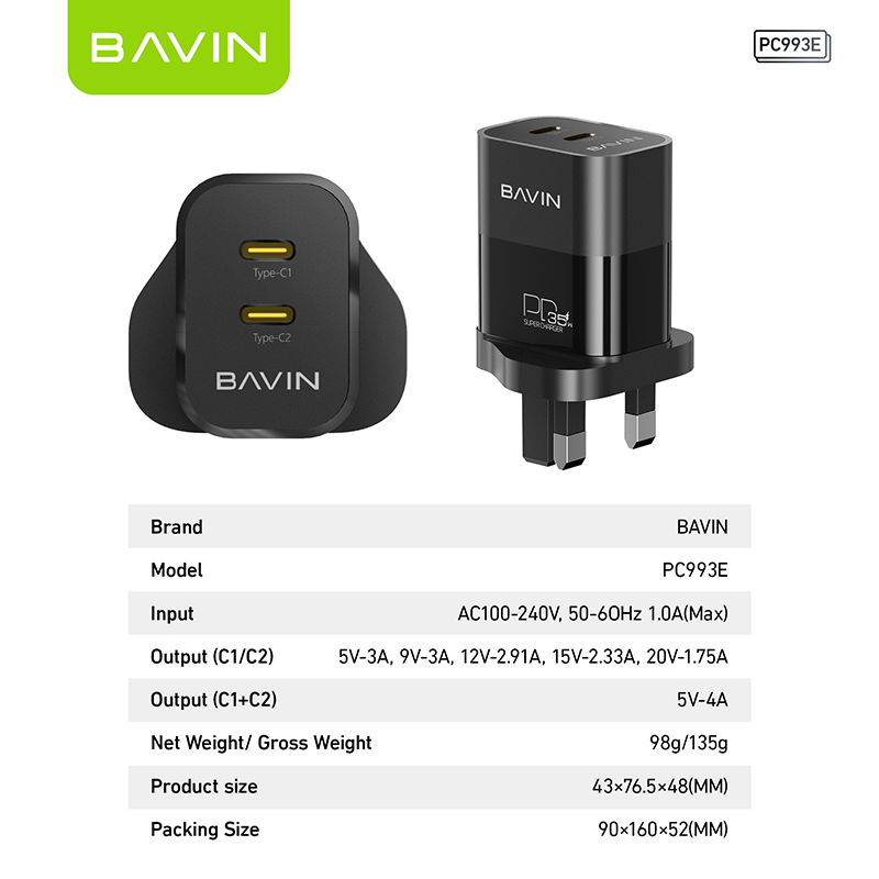 PC993E 35W PD Fast Charger – High-Speed Dual-Port Charging for All Devices