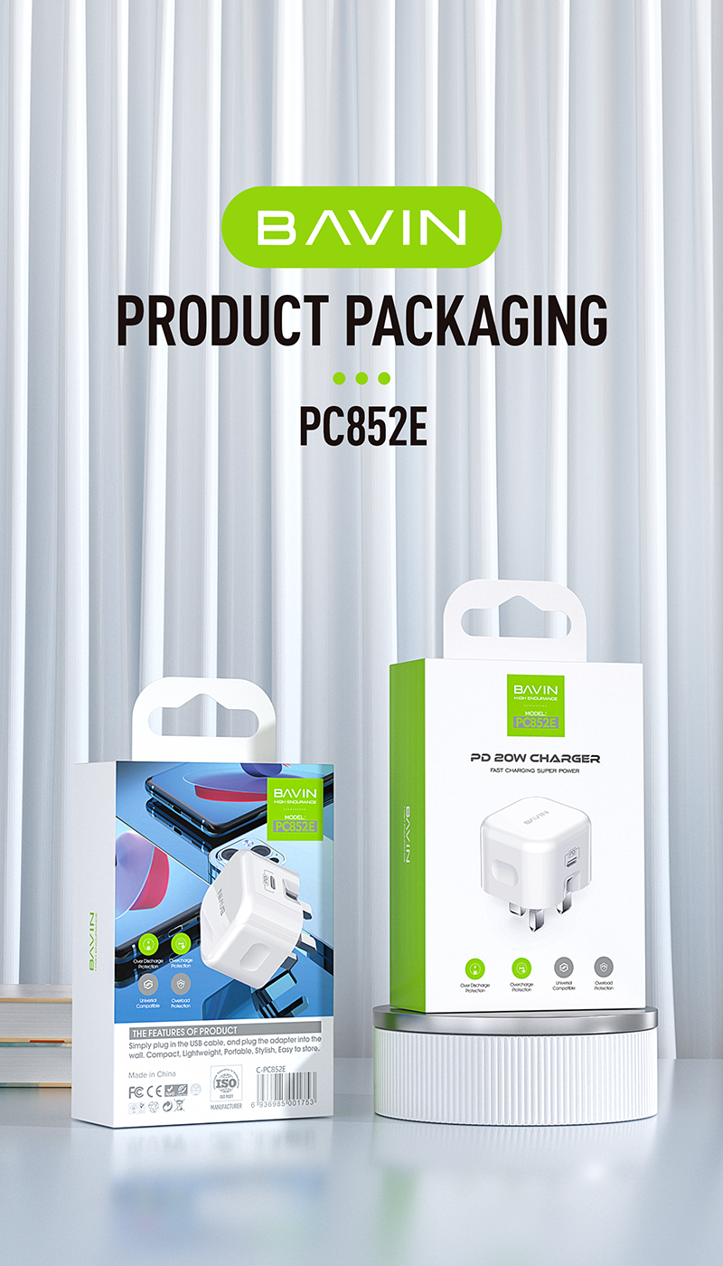 PC852E 20W PD & QC 3.0 Folding UK Plug Fast Charger – Compact, Powerful & Travel-Ready