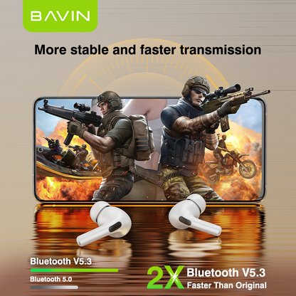 BAVIN BA33 TWS Wireless Bluetooth 5.3 Earbuds – Hi-Fi Stereo Sound & Touch Control 🎧🔥