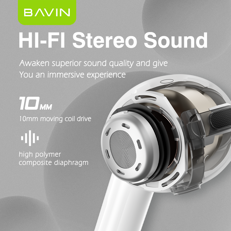 BAVIN BA33 TWS Wireless Bluetooth 5.3 Earbuds – Hi-Fi Stereo Sound & Touch Control 🎧🔥