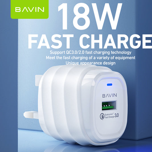 PC555E 18W QC3.0 Fast Charger – High-Speed UK Plug Adapter for Quick & Safe Charging