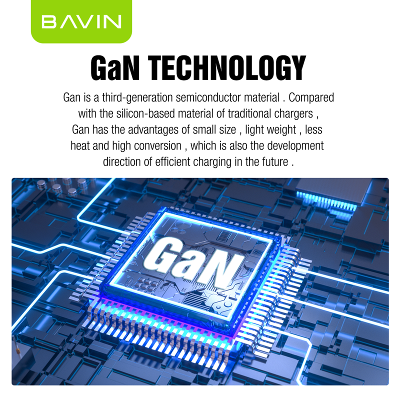 شاحن BAVIN PC835 السريع بتقنية QC 4.0 وPD 3.0 - شحن فائق السرعة بمنفذين لجميع الأجهزة