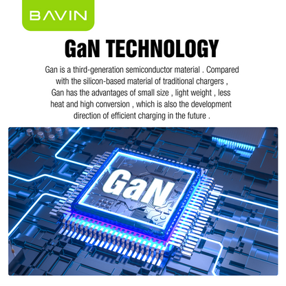 شاحن BAVIN PC835 السريع بتقنية QC 4.0 وPD 3.0 - شحن فائق السرعة بمنفذين لجميع الأجهزة