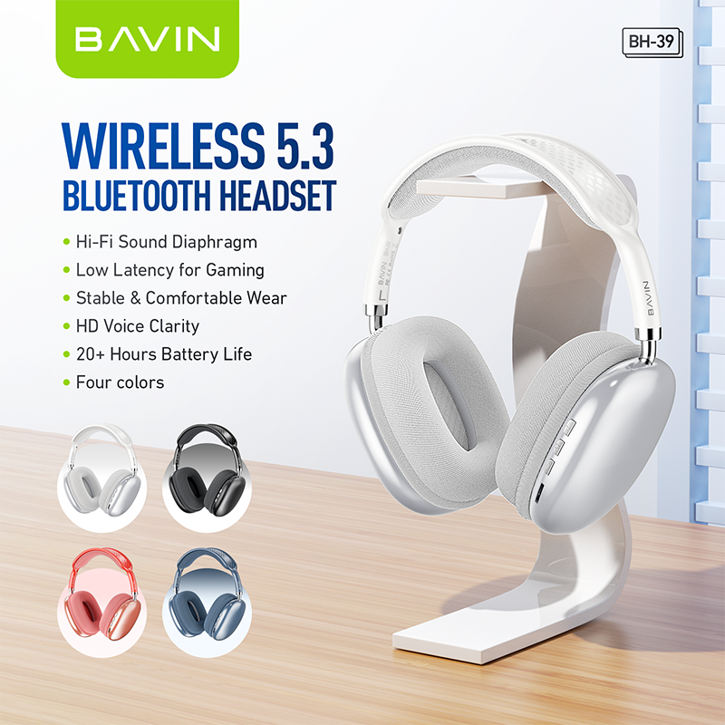 BH39 Wireless Bluetooth 5.3 Noise Cancelling Headphones with Hi-Fi Audio