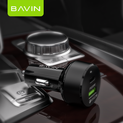 شاحن سريع BAVIN PC309 بقوة 20 واط بتقنية PD وQC3.0 - محول شحن عالي السرعة بمنفذين