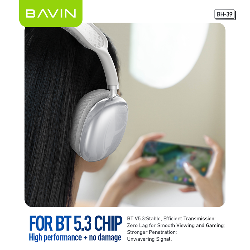 BH39 Wireless Bluetooth 5.3 Noise Cancelling Headphones with Hi-Fi Audio