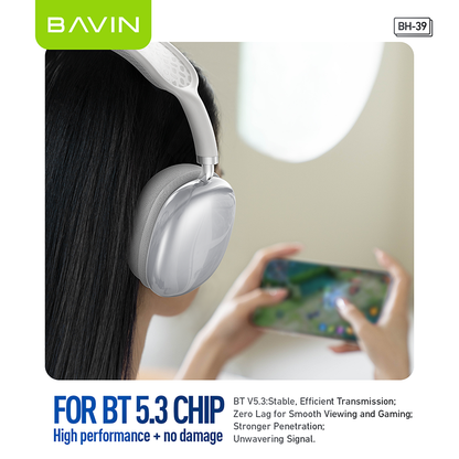 BH39 Wireless Bluetooth 5.3 Noise Cancelling Headphones with Hi-Fi Audio