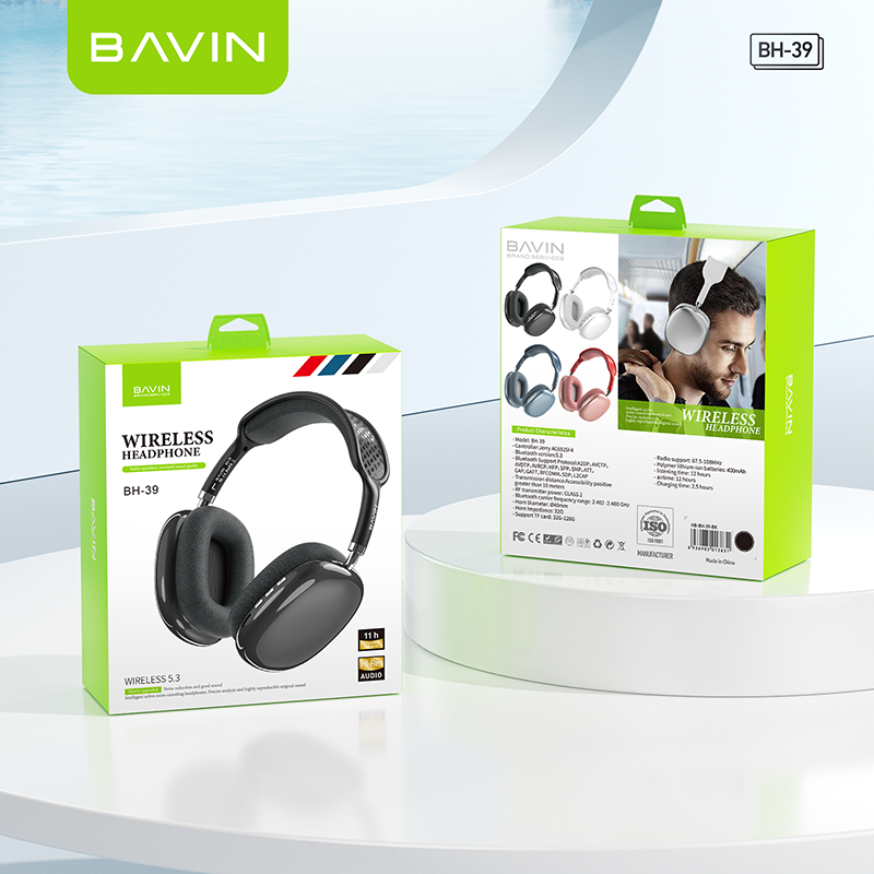 BH39 Wireless Bluetooth 5.3 Noise Cancelling Headphones with Hi-Fi Audio