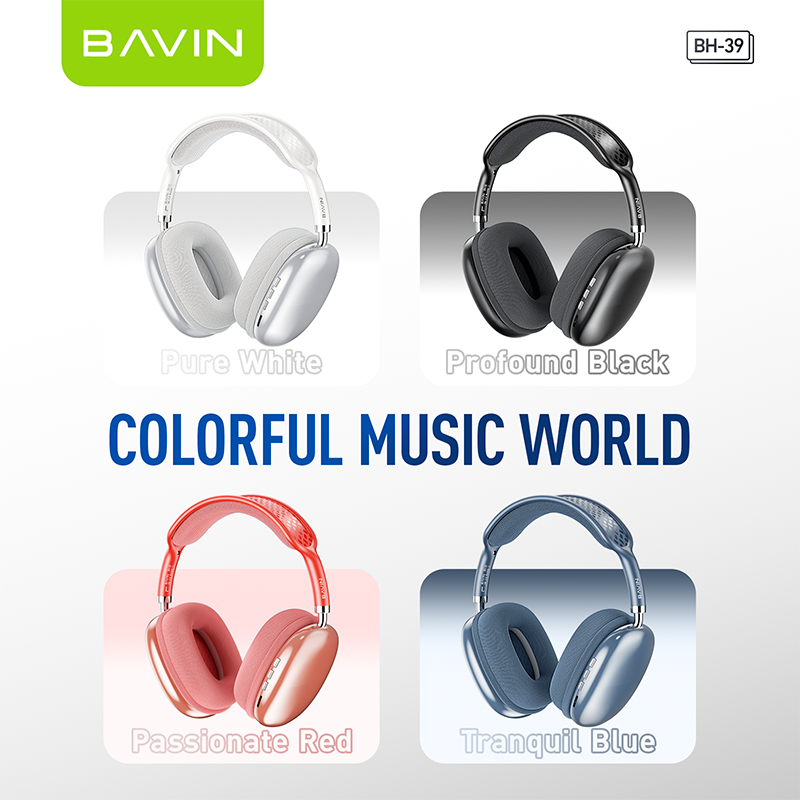 BH39 Wireless Bluetooth 5.3 Noise Cancelling Headphones with Hi-Fi Audio