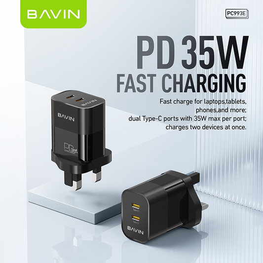 PC993E 35W PD Fast Charger – High-Speed Dual-Port Charging for All Devices
