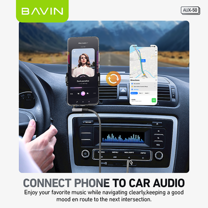 كابل AUX مضفر من النايلون بطول متر واحد من BAVIN AUX50 - اتصال صوتي متين وعالي الدقة 🎶🔌