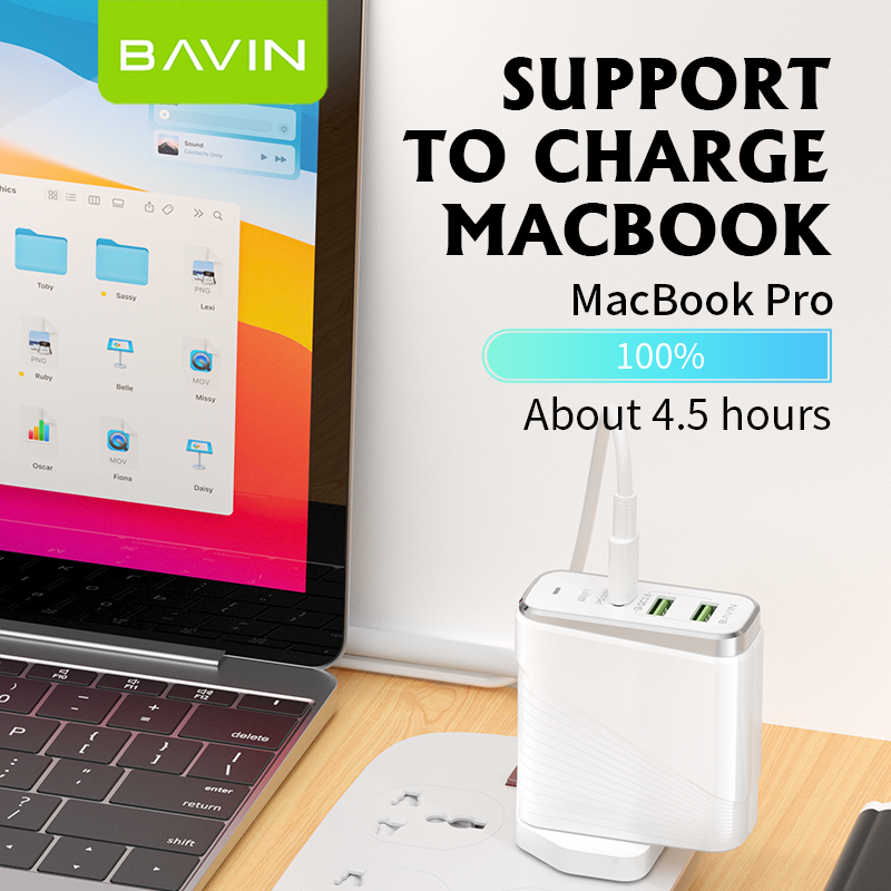 شاحن BAVIN PC522E PD وQC 3.0 السريع - شحن عالي السرعة بمنفذين لجميع الأجهزة