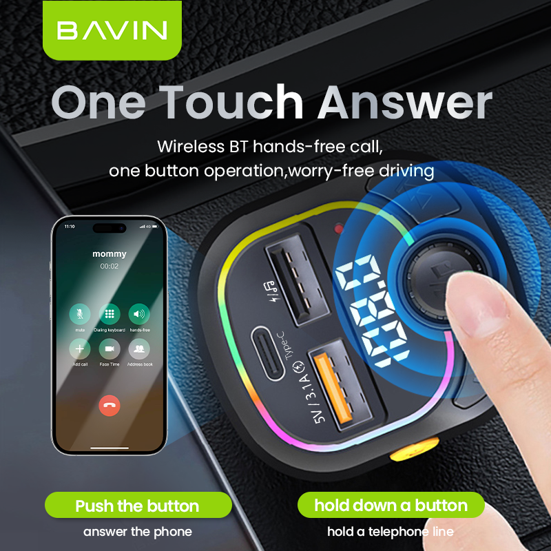 شاحن BAVIN PC2013 الذكي بشاشة الجهد 5 فولت 3.1 أمبير، سريع بمنفذي USB - حل طاقة موثوق وفعال