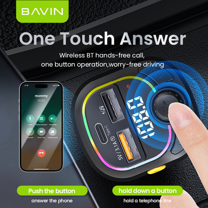 شاحن BAVIN PC2013 الذكي بشاشة الجهد 5 فولت 3.1 أمبير، سريع بمنفذي USB - حل طاقة موثوق وفعال