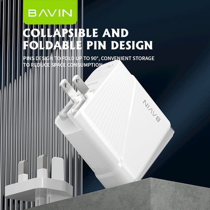 شاحن BAVIN PC522E PD وQC 3.0 السريع - شحن عالي السرعة بمنفذين لجميع الأجهزة