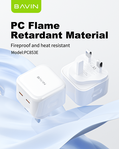 شاحن سريع PC853E PD Type-C وUSB بقوة 35 واط - محول شحن فائق القوة بمنفذين