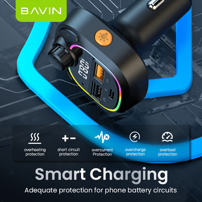 شاحن BAVIN PC2013 الذكي بشاشة الجهد 5 فولت 3.1 أمبير، سريع بمنفذي USB - حل طاقة موثوق وفعال