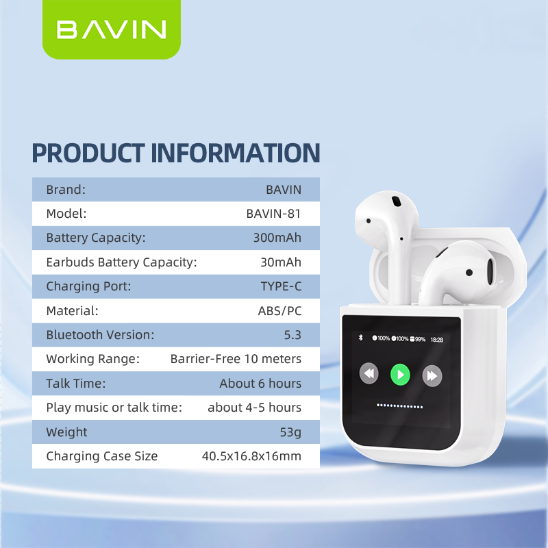 BA81 Wireless Bluetooth Earbuds – LCD Display, Hi-Fi Sound & Smart Touch Control 🎧🔥
