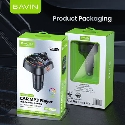 شاحن BAVIN PC2013 الذكي بشاشة الجهد 5 فولت 3.1 أمبير، سريع بمنفذي USB - حل طاقة موثوق وفعال