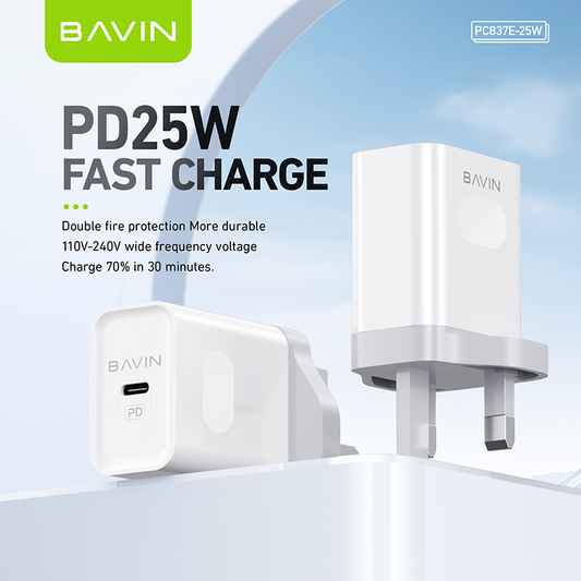 PC837 25W PD Type-C Fast Charger – High-Speed & Multi-Protection Charging Adapter
