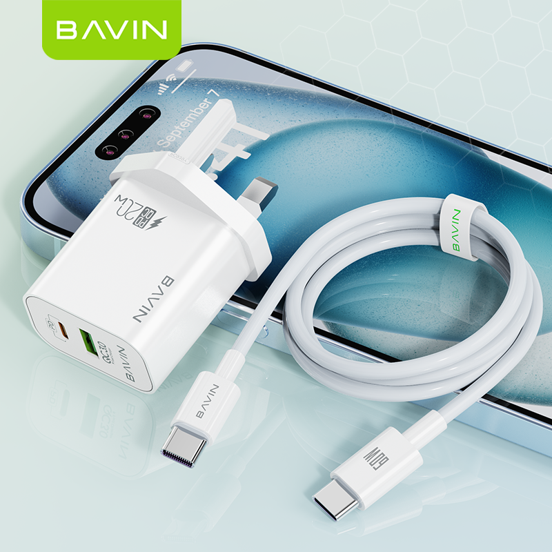 BAVIN PC939E 20W PD & QC3.0 Fast Charger – High-Speed Dual-Port Charging Adapter