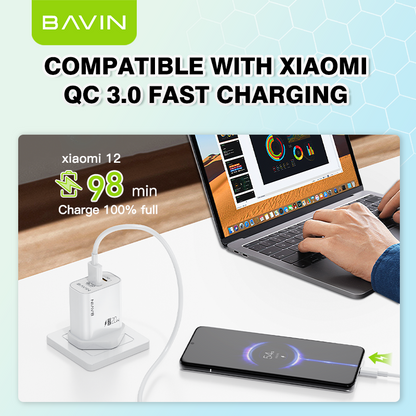 BAVIN PC939E 20W PD & QC3.0 Fast Charger – High-Speed Dual-Port Charging Adapter