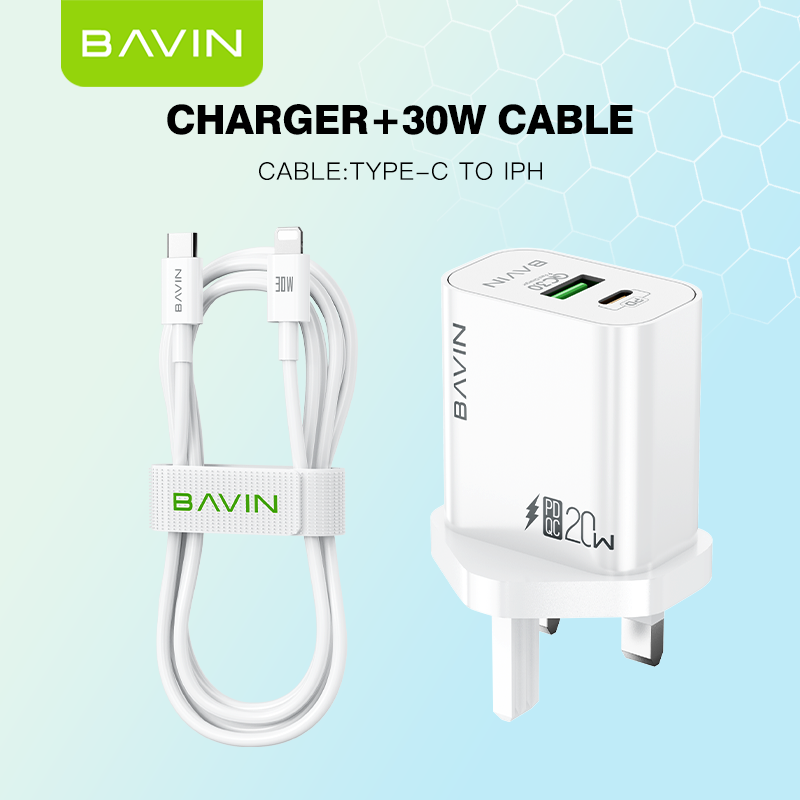BAVIN PC939E 20W PD & QC3.0 Fast Charger – High-Speed Dual-Port Charging Adapter