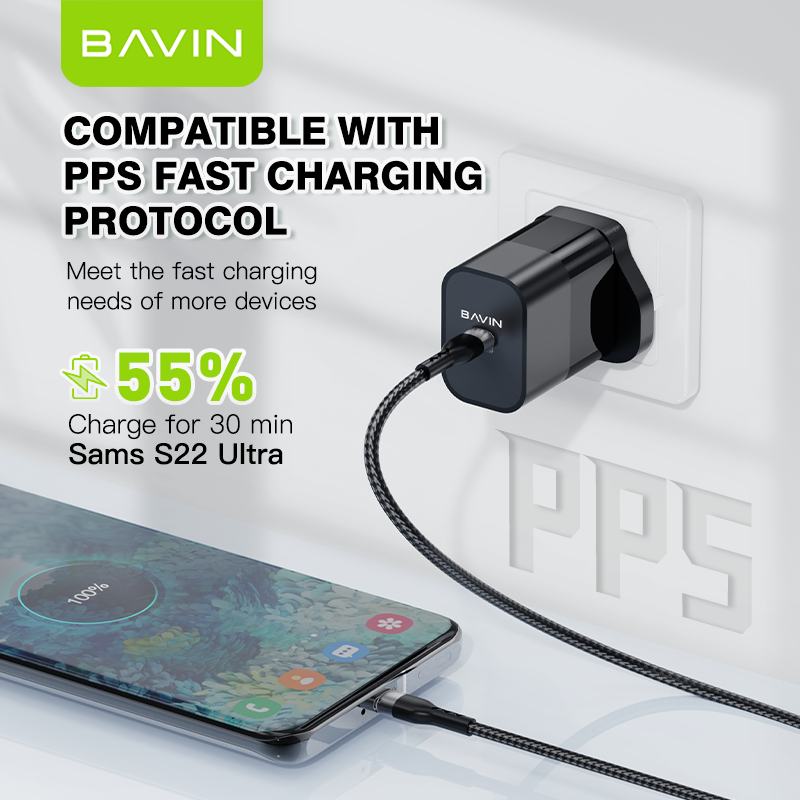PC986E 45W PD Fast Charger – GaN UK Plug Adapter for High-Speed Charging