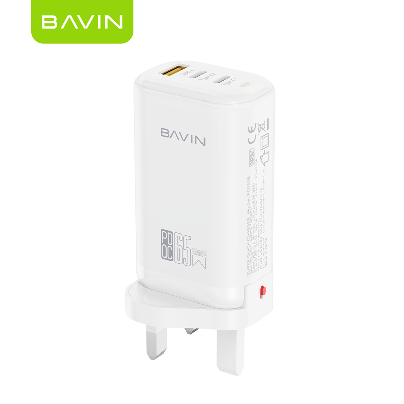 شاحن BAVIN PC835 السريع بتقنية QC 4.0 وPD 3.0 - شحن فائق السرعة بمنفذين لجميع الأجهزة