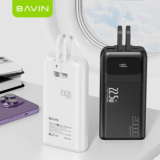 بنك طاقة BAVIN 20000 مللي أمبير/ساعة 20 واط PD للشحن السريع - سعة فائقة ومخرج مزدوج 🔋⚡
